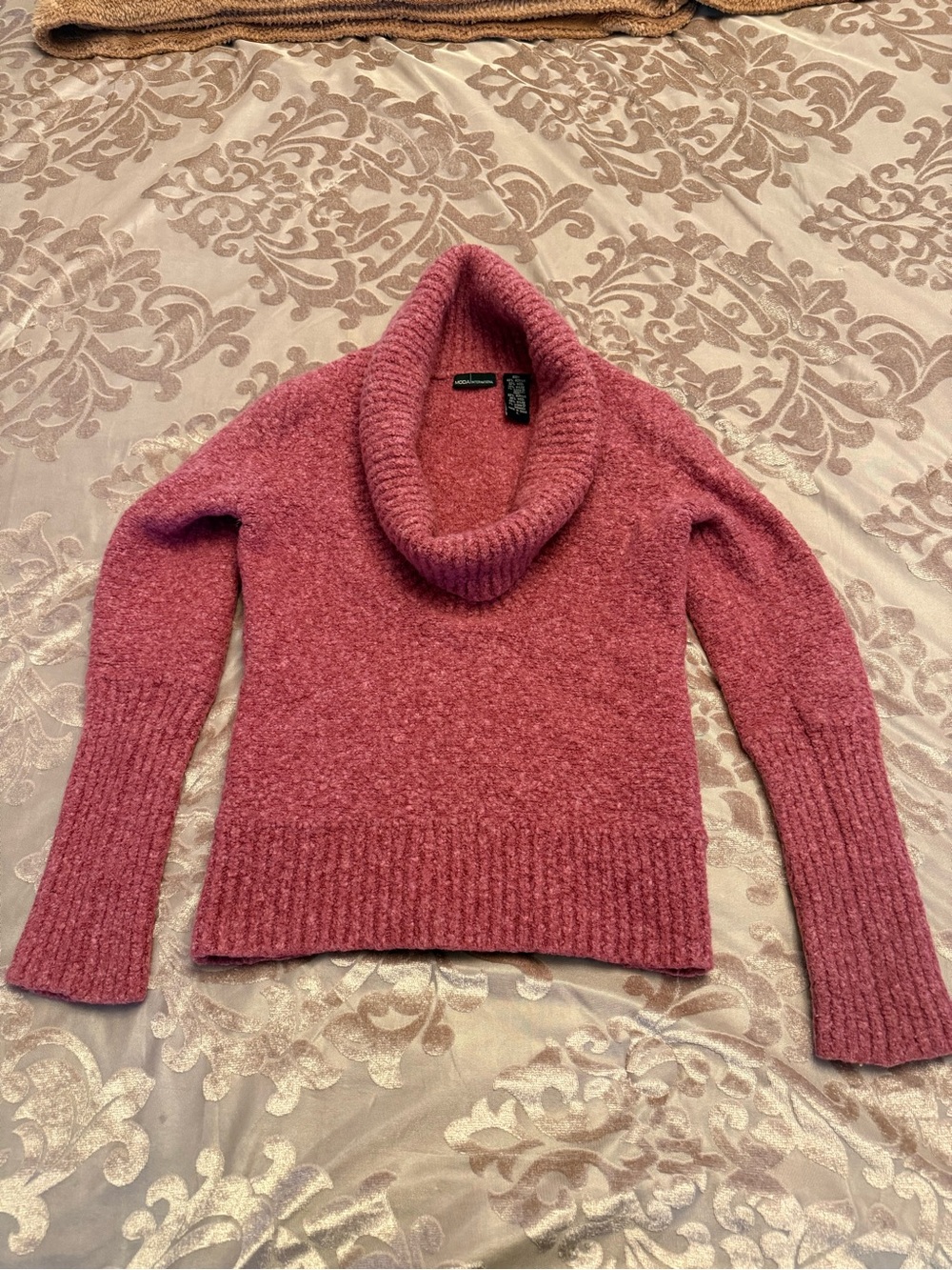 Moda Dusty Rose Cowl Neck Sweater